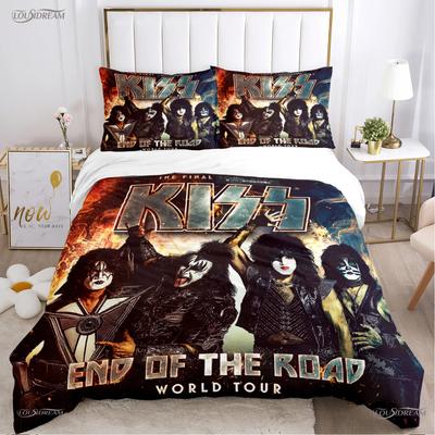 Постельное белье Kiss Band Рок-музыка Всесезонный пододеяльник Одеяло Постельный комплект Мягкий пододеяльник и наволочки Подростковый Односпальный/Двуспальный/Квинсайз/Кингсайз