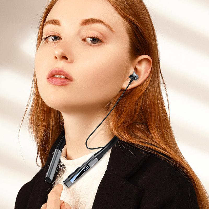 Новый продукт, жидкокристаллический номер-вкладыш, беспроводная Bluetooth-гарнитура с длительным сроком службы батареи, подвесная шейная спортивная гарнитура