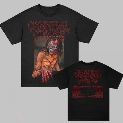 Cannibal Corpse Североамериканский тур Head Wound 2025 Тур Двусторонняя футболка Высококлассная роскошь для мужчин и женщин Топ Y2k