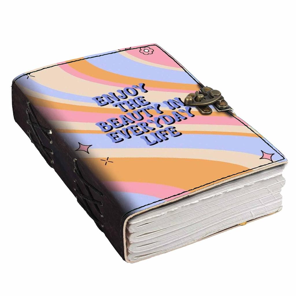 Leather Enjoy the Beauty In Everyday Life Printed Blank Pages Journal Diary for Personal & Office Use
