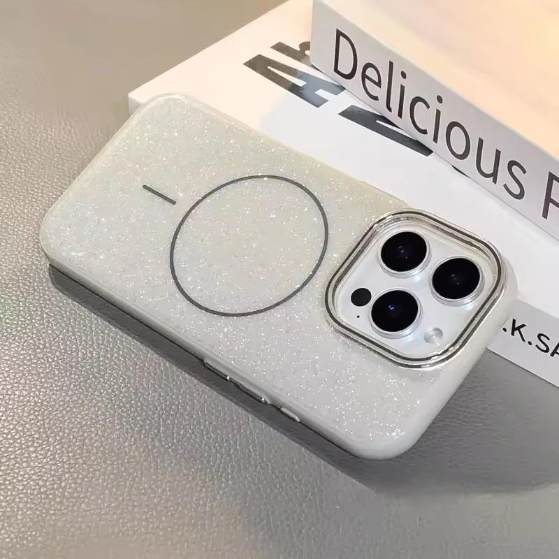 Роскошный блестящий чехол Magsafe Magnetic Case для iPhone 16 13 15 14 11 12 Pro Max Wireless Charge Силиконовый противоударный чехол