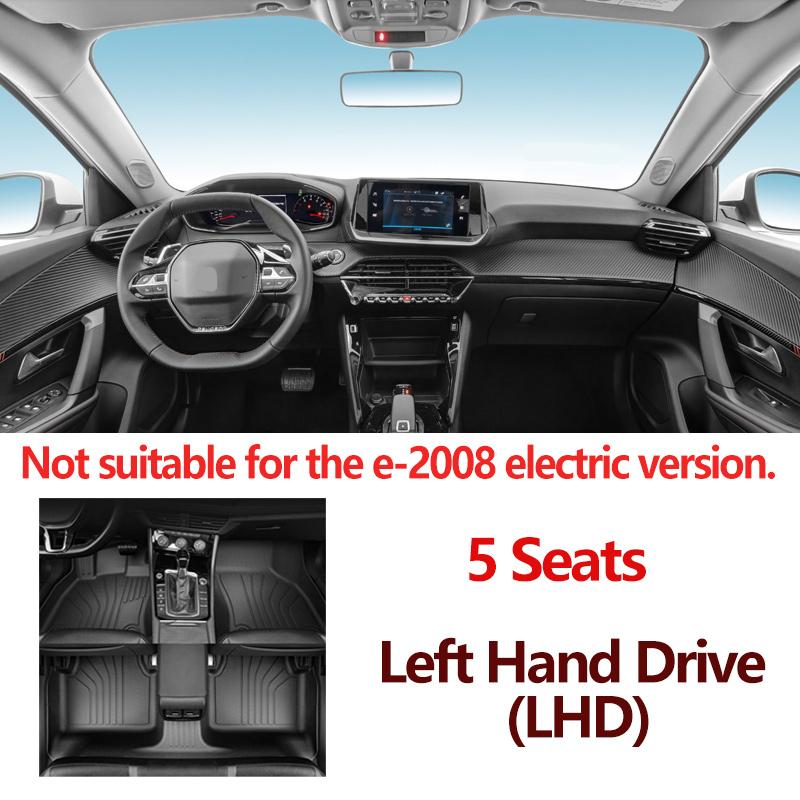 LHD TPE Car Floor Mat For Peugeot 2008 P24 2020~2025 2023 Waterproof Foot Pad Liner Anti-dirty Carpet Rug Interior Accessories