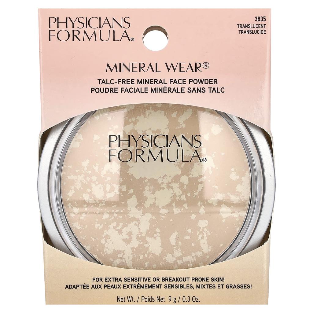 Mineral Wear, Минеральная пудра для лица без талька, 3835 Прозрачная, 9 г(0,3 унции)