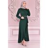 Women's Clothing Evening Dress Fashion Skirt Flounced Belt Stoned Hijab Evening Dress 2497 Black