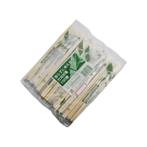 Yanagi Products Disposable Bamboo Chopsticks, No-Split, 20cm, with Toothpick Included, Pack of 100, Individually Wrapped, Commercial Use, PK-009