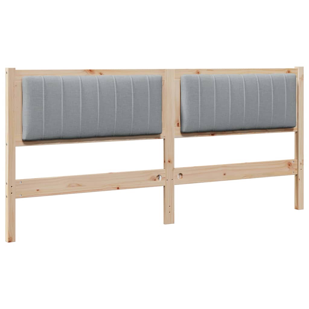 Upholstered Headboard in Brown 180 cm Solid Pine Wood