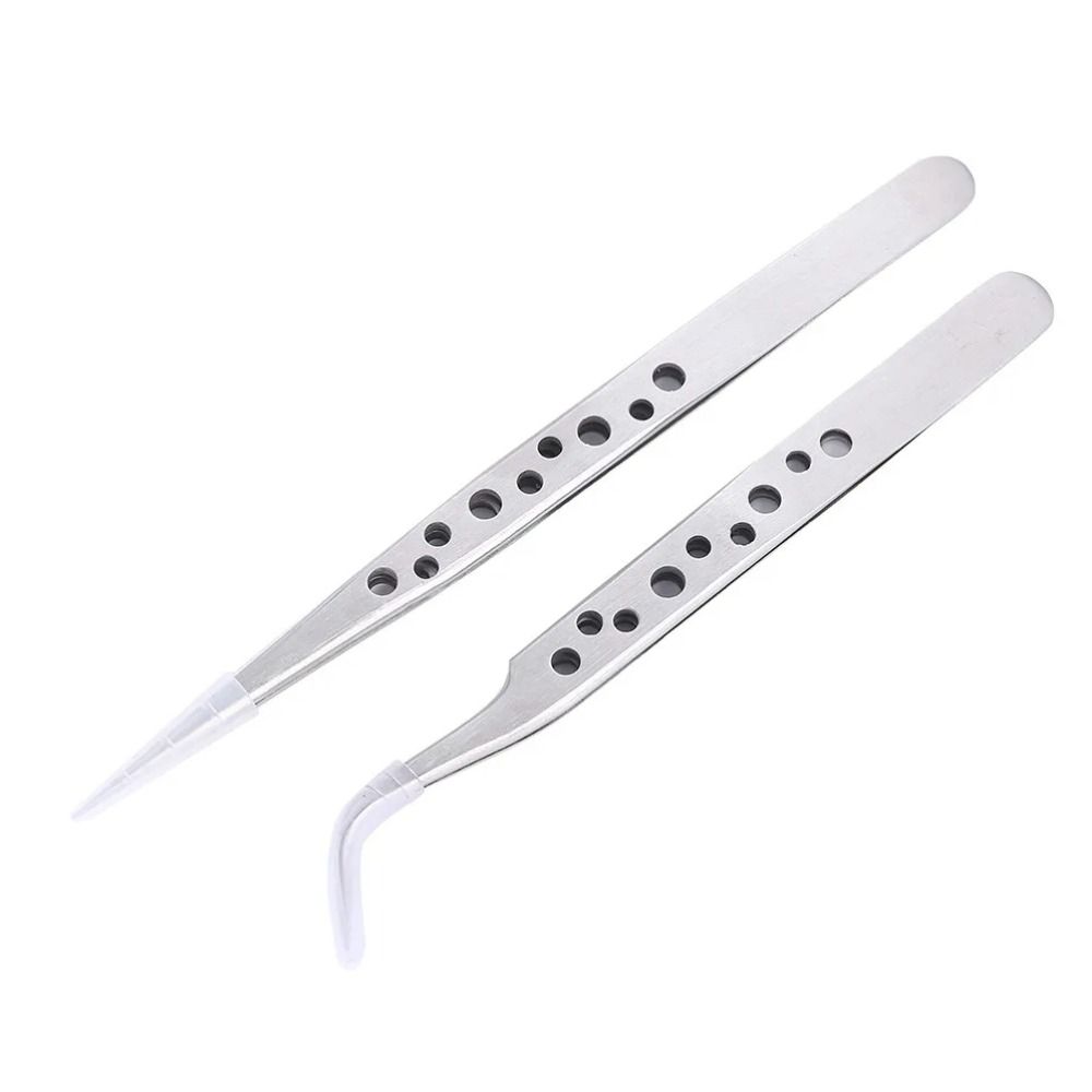 Curved Straight Tip Electronics Industrial Tweezers Repair Hand Tools Eyelash Nail Enhancement