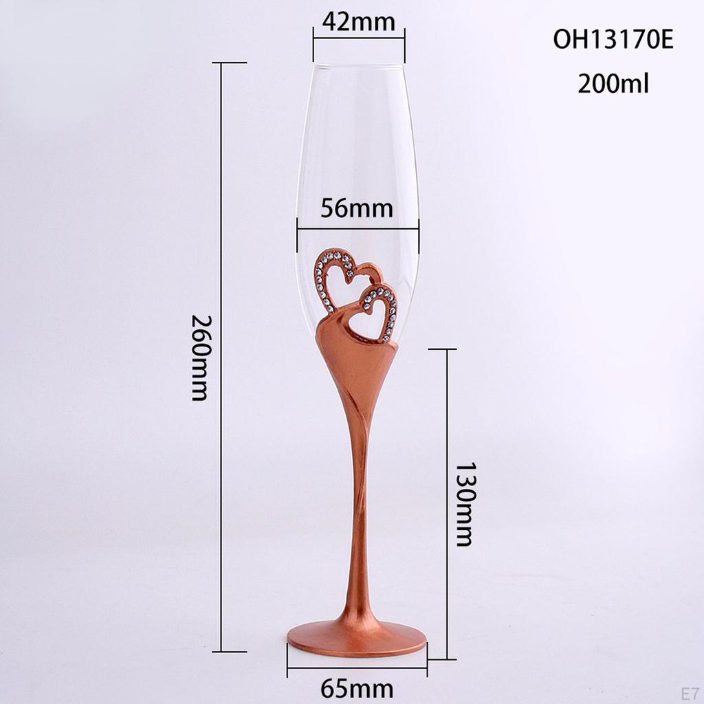 Champagne Flute Glassware Hand Blown Heart Shaped Toasting Cups Goblet Cocktail Glass Elegant for