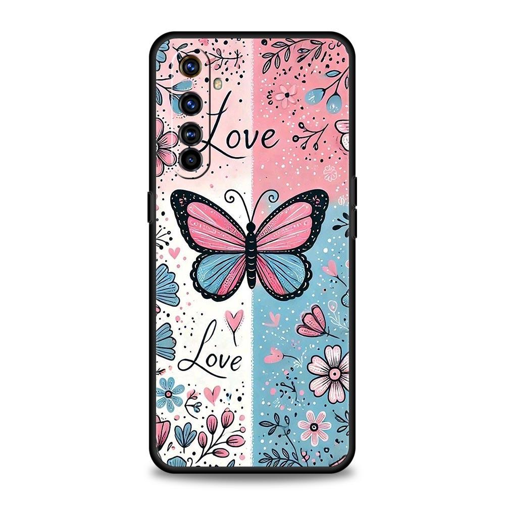 Модный чехол для телефона Realme 13 12 11 10 9 Pro Plus GT3 GT2 C21 C25 C35 C53 C55 C67 Pro с рисунком «Бабочка и цветок», из мягкого ТПУ