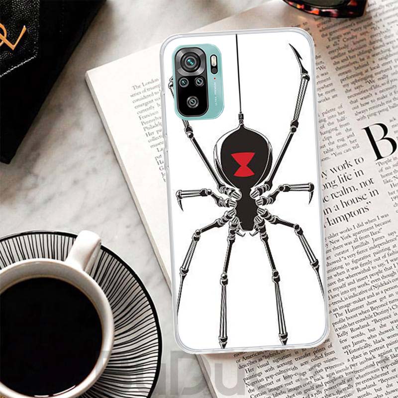 Чехол-паук Черная Вдова для Xiaomi Redmi Note 10 9S 9 8T 8 Pro 7 5 Mi 9T 10T 11T 12T 11 12 Lite 12X A3 A2 A1 Печать Coque