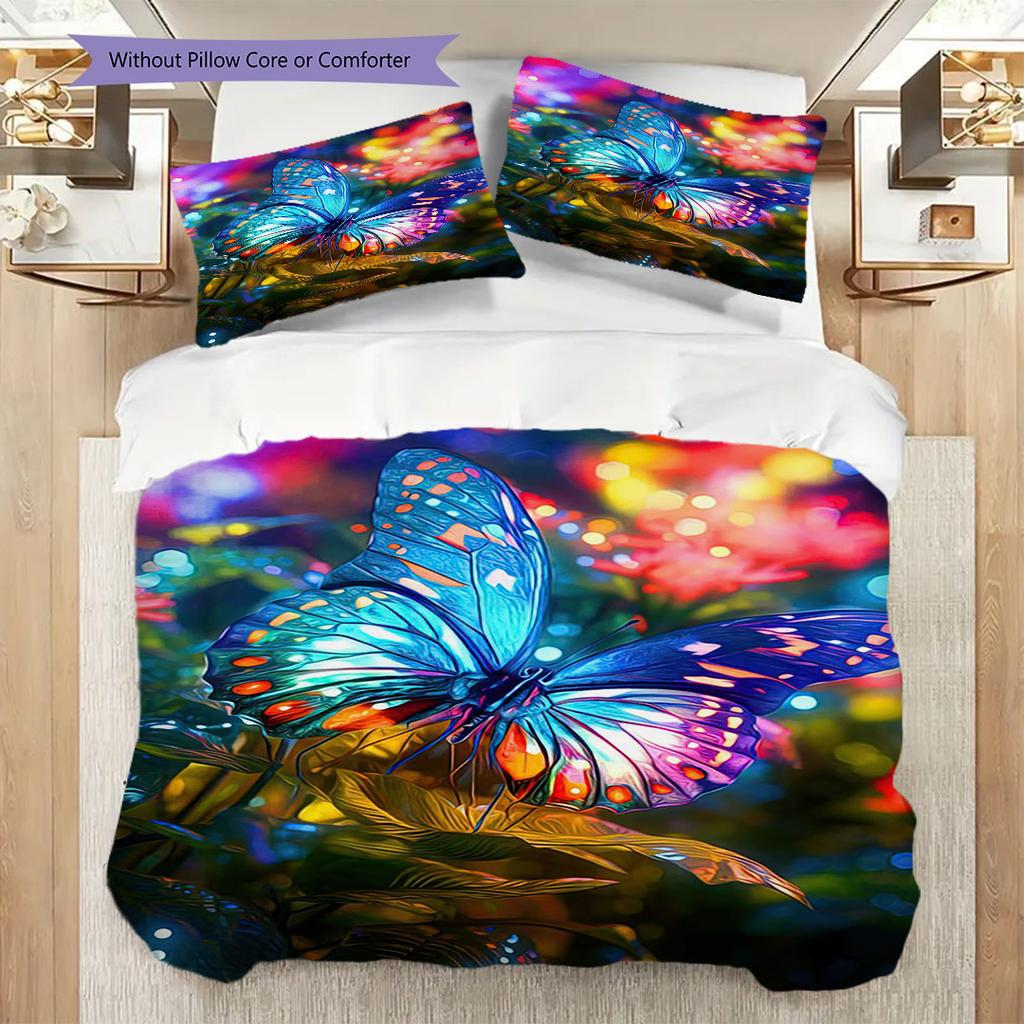 1PC Butterflies, flowers Bedding Quilt Set Quilt Cover Pillowcase Home Decoration Birthday Gift (1 * duvet cover + 15 * pillowcase, without core)