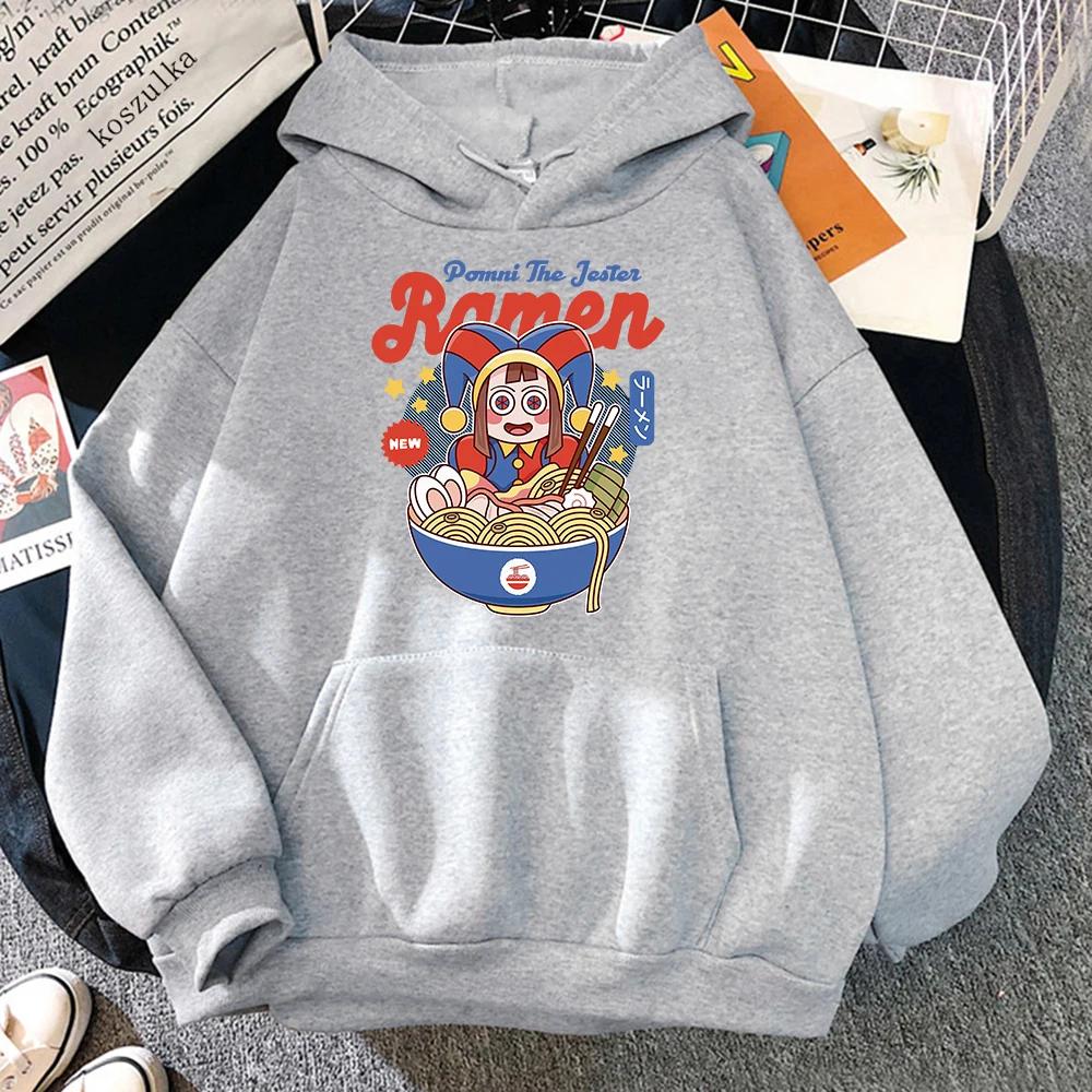 Hoodie Digital Circus Jax Ramen Fashionable and fun women Caine Pomni Hoodie Men Cute Rabbit Noodle Printed Hoodie