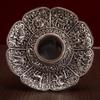 Серебряная буддийская высокая чаша из сплава, тантрическая чаша для святой воды, выгравированная восьмерка благоприятных символов из фарфора, тибетская настольная декоративная чаша