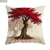 1pc 2D Flat Throw Pillow Covers Autumn Red Maple Tree Nature Art Soft Velvet Washable Pattern Pillow Covers for Living Room Bedroom Loft Office Decor