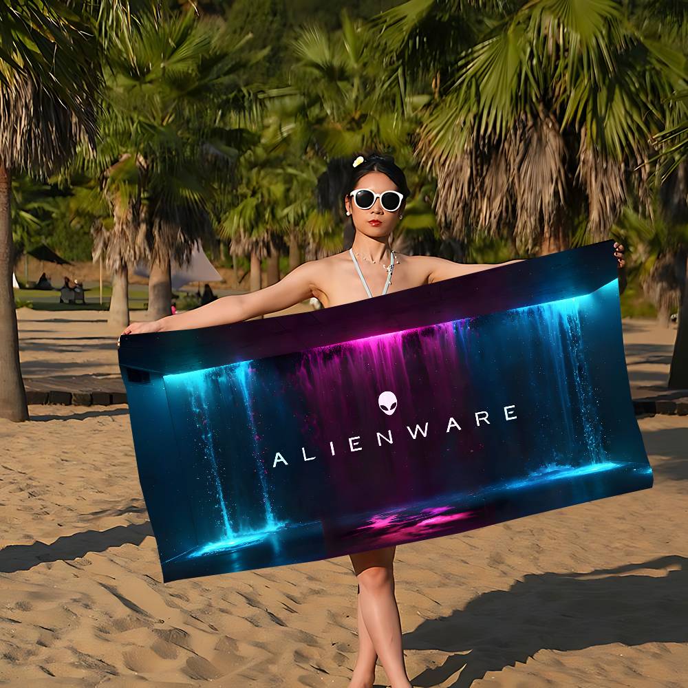 Dell Alienware A-Animation Микрофибровое одеяло для ПК-гейминга Быстросохнущие пляжные полотенца Печать Супервпитывающее полотенце-одеяло для бассейна