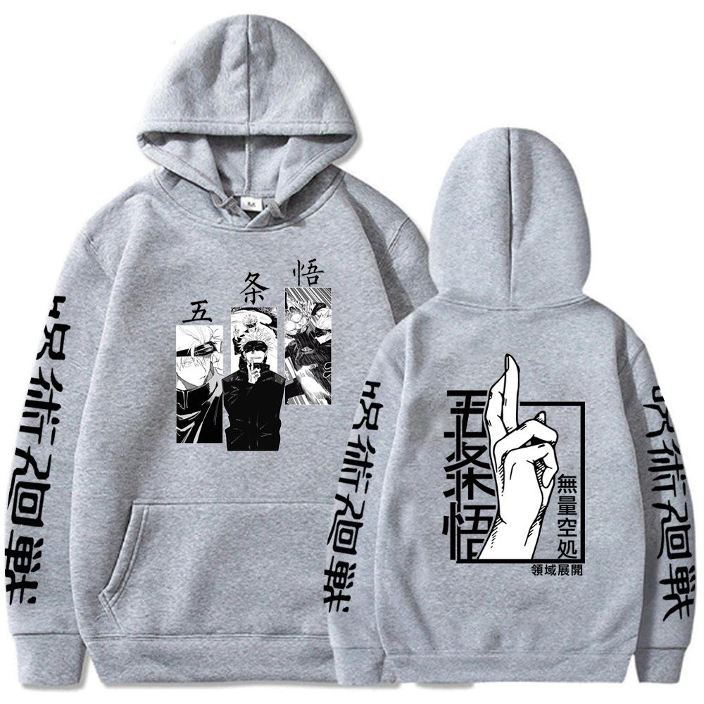 Anime Jujutsu Hoodies Men Kaisen Satoru Gojo Print Sweatshirt Autumn Winter Harajuku Hoody Hooded Streetwear Plus Size Hoodie