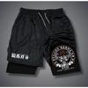Аниме принтованные мужские шорты для взрослых Double Fitness спортивные и повседневные брюки среднего размера
