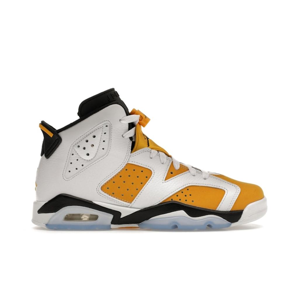 Air Jordan 6 Retro GS Yellow Ochre Kids Sneakers White Black 384665-170