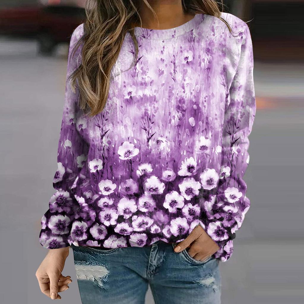 Футболка с длинным рукавом с принтом «Осенние цветы и птицы» в формате 3D, уличная одежда для женщин, свитшоты, пуловеры, свободная женская одежда