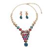 Light Luxury Crystal Gemstone Necklace Earrings Set Dress Banquet Women'S Accessories