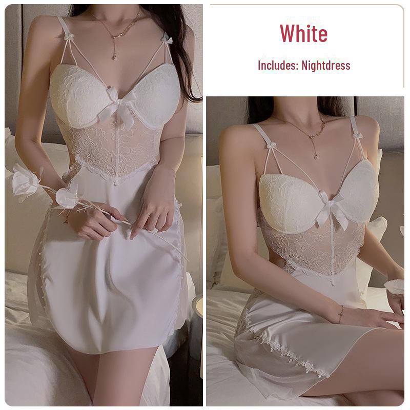 Пижамный комплект Guiruo Plus Size с нагрудными накладками и поддерживающими ремнями - Включает ночную рубашку и уютный халат