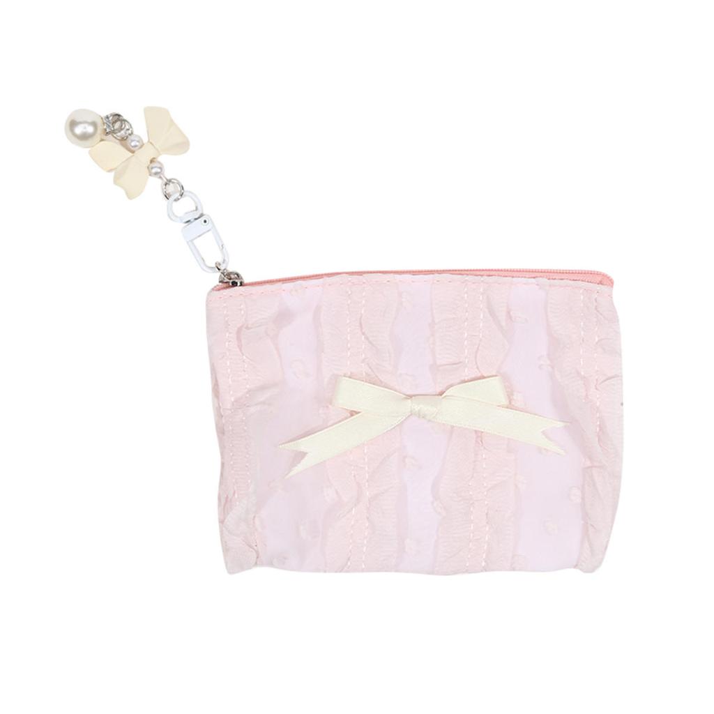 Милый кружевной кошелек с бантом, портативная косметичка для хранения, ключница, косметичка для помады, органайзер для наушников, клатч, сумки на молнии, женские кошельки