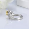 S925 Sterling Silver Crown Ring for Women with Yellow Teardrop Diamond and Pear-Shaped Wheat Ear Design.
