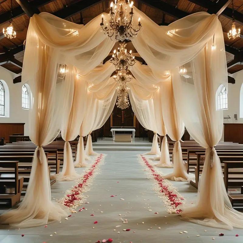 Тюль Ткань DIY Декор Свадебный Аксессуар XMS Вечеринка Мероприятие Прозрачная Сетка Ткань Элегантный Материал Дорожка на Стол Банты на Стулья Задник