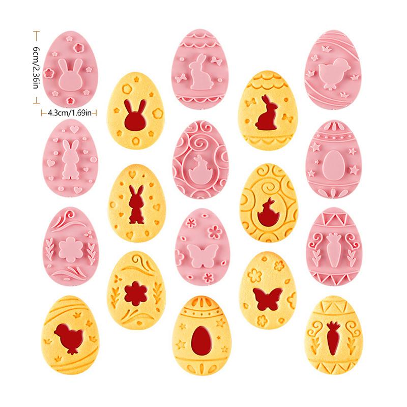 9Pcs Easter Rabbit Biscuit Mold Plastic Bunny Egg Cookie Cutter Stamp Embosser