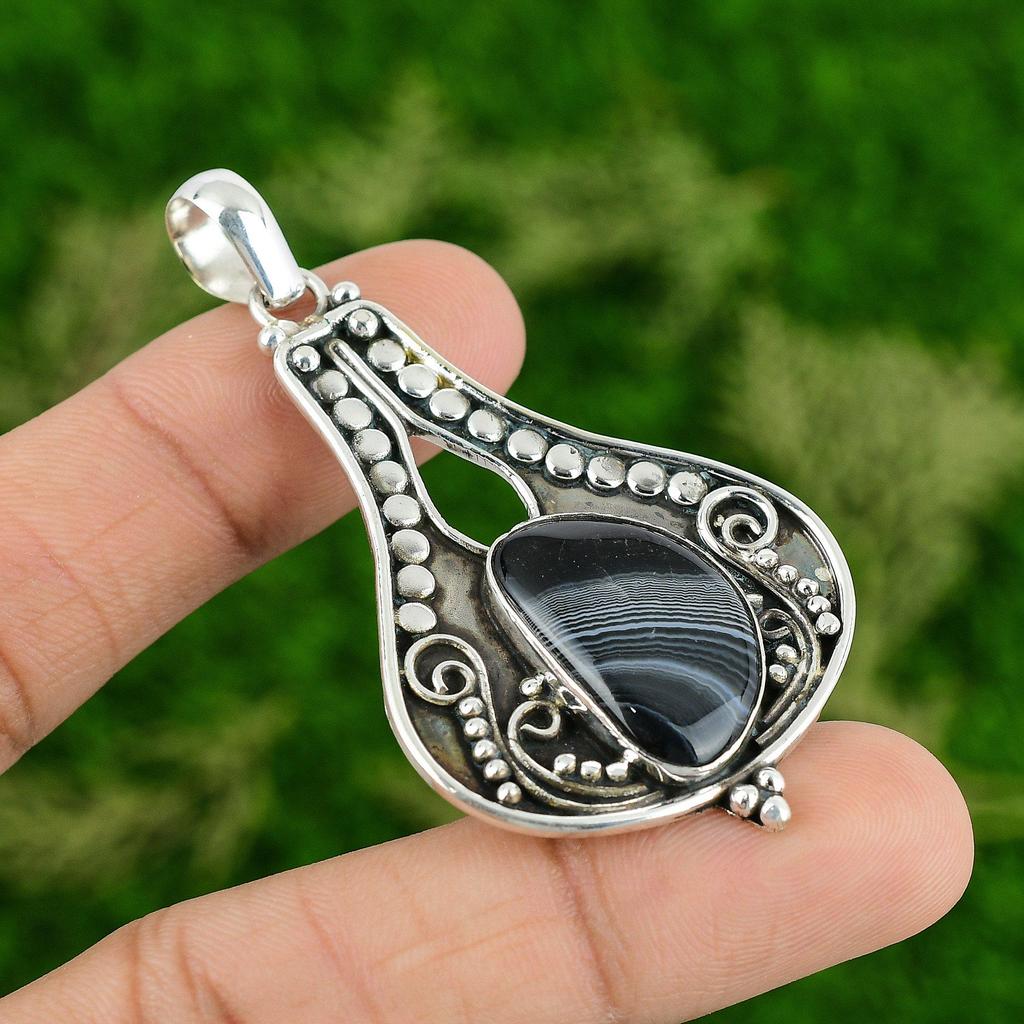 Daughters Day Sale 925 Sterling Silver Sardonyx Gemstone Wedding Pendant Jewelry