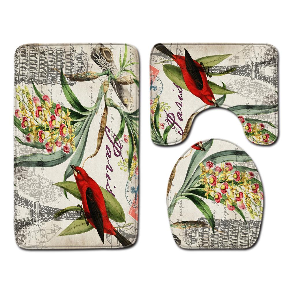 Креативный Ретро Ванная Туалет Три Предмета Комбинация Напольных Ковриков Бытовой Дверной Коврик Кухонный Впитывающий Нескользящий Ковер