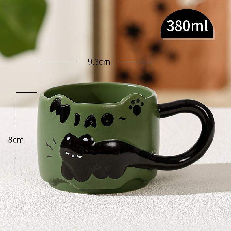 Ceramic cup, mug, office home coffee, cute cat pattern, juice, milk, breakfast cup