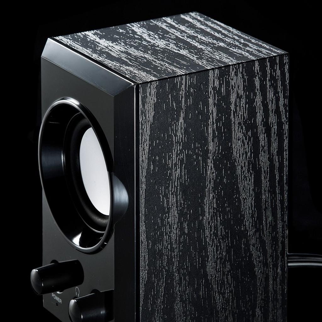 Sanwa Supply USB-динамик, деревянный корпус с пассивным радиатором, черный MM-SPU7BK