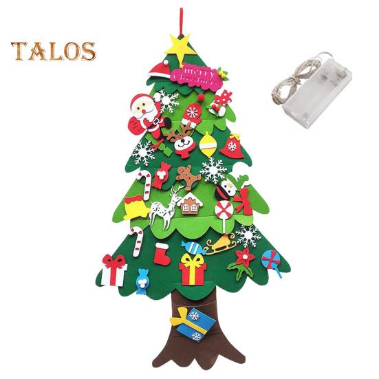 Войлочная новогодняя елка для малышей, светодиодная подсветка, набор для самостоятельной сборки новогодней елки с Санта-Клаусом, снеговиком, снежинкой, чулком