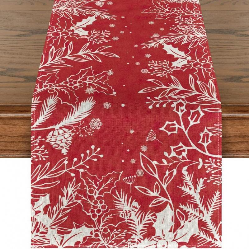 Праздничная скатерть-дорожка 'Снеговик' на рождественскую елку для дома, кухни, столовой, скатерть для украшения вечеринки