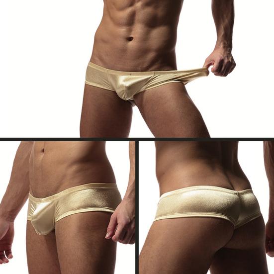 Men Solid Color Low Rise Sexy U Convex Bulge Pouch T-Back Thong Briefs
