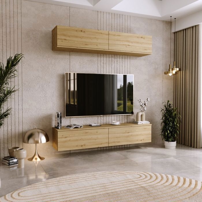 Meuble TV / Meuble de salon - NICOLE - 160 cm - chêne artisan - style moderne