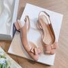Women's Patent Leather Sandals French Bow Bag Head Sandals Women's Summer New Coarse and Low Heeled Sandals Flat Bottom