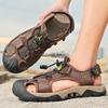 Men's Leather Sandals Summer Waterproof Beach Shoes Outdoor Sports and Casual Breathable Non-Slip Summer Upstream Closed Toe Sandals
