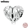925 Sterling Silver Heart Wings Charm Bead Pendent Female Fit Original DIY Bracelet Thanksgiving Jewelry Gift