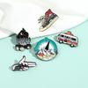 Creative Cartoon Landscape Pin Unique Geometric Design Metal Brooch For Fashionable Attire