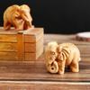 Car Ornament Micro Landscape Lucky Charm Wood Elephant Figurines Mini Animals Statue Chakra Healing