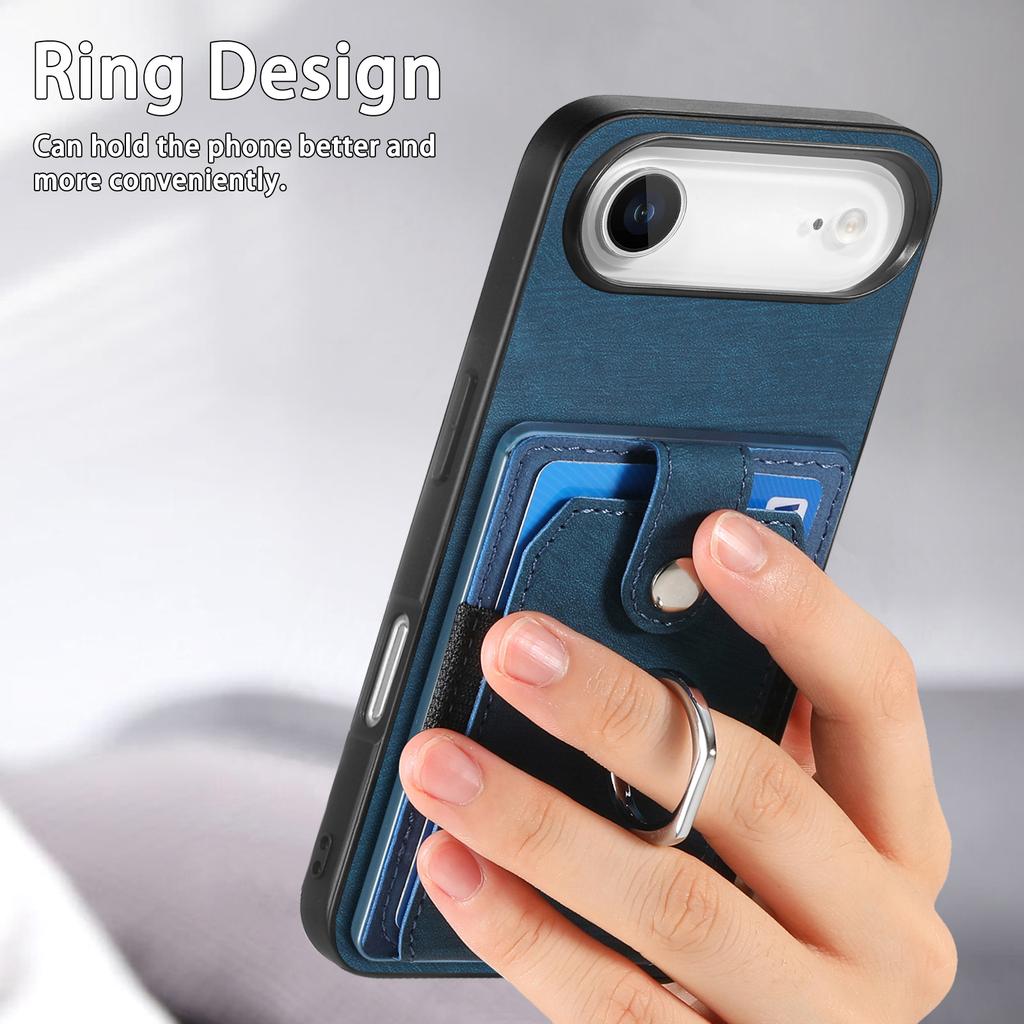For iPhone Air Phone Case Leather Back Cover with Card Slots Kickstand
