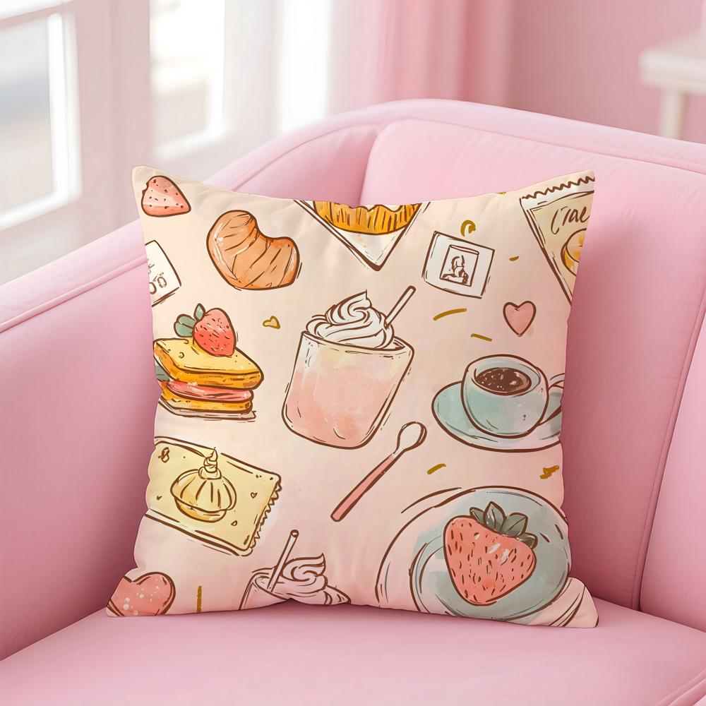 Fashion Food Art Patterns Cushion Cover Pillow Case Soft Friendly Fabric Concealed Zipper