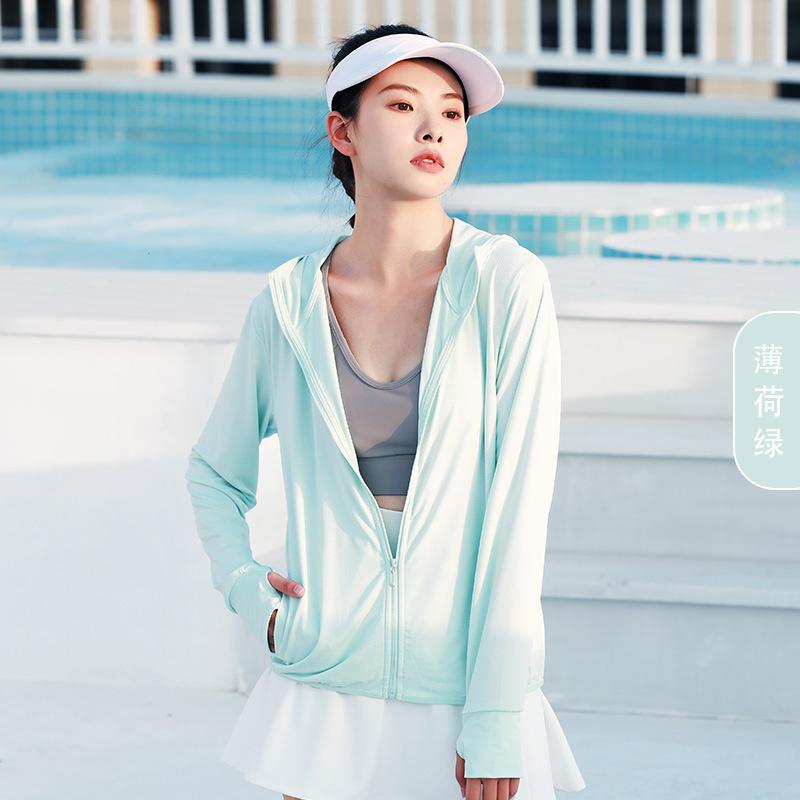 Защитное пальто от солнца с тонким капюшоном, защитная одежда от солнца, женская уличная жаккардовая дышащая быстросохнущая одежда с длинными рукавами, защитная одежда от солнца