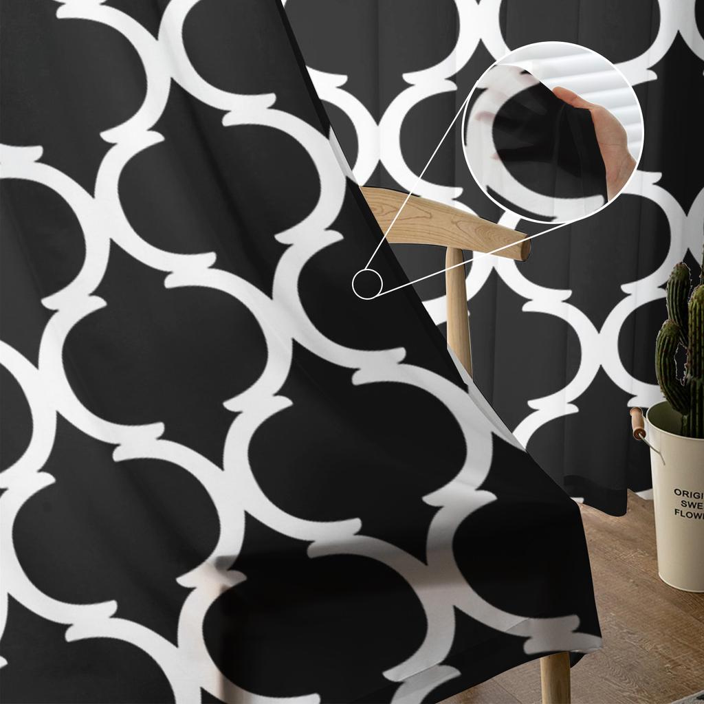 Черные Марокко Геометрия Прозрачные Шторы Оконные Тюль Шторы Для Гостиной Спальни Для Кухни Вуалетные Шторы Украшения