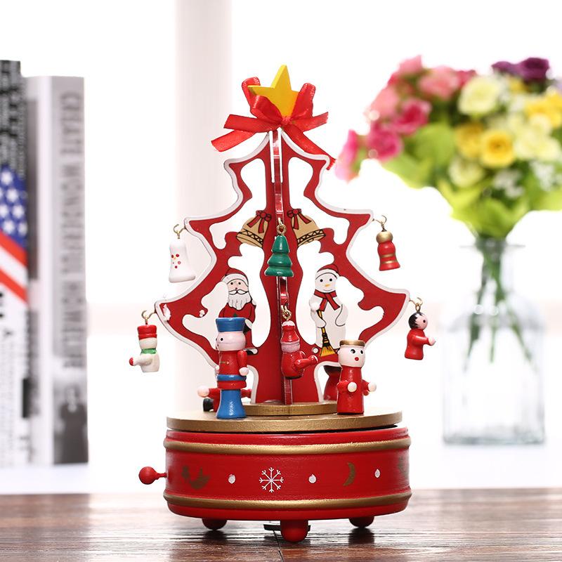 Креативная рождественская музыкальная шкатулка, деревянная музыкальная шкатулка, подарок, украшение для рождественской елки, кукла-снеговик, реквизит для окна