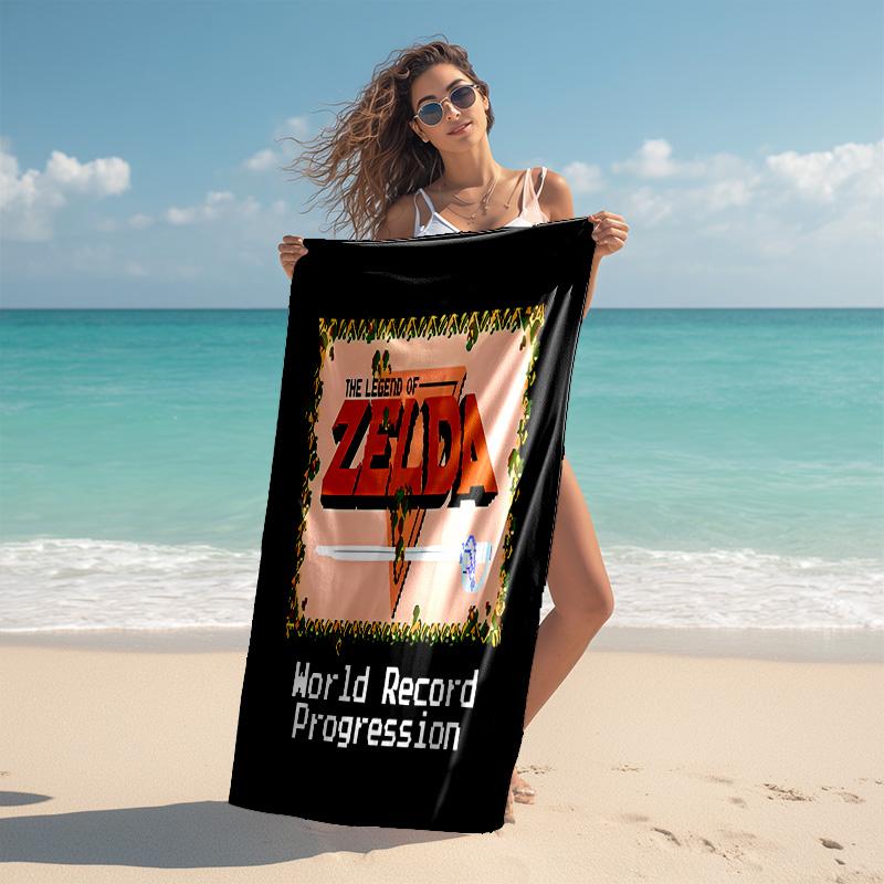 proof beach towel with Z-Zelda Legends pattern - soft,absorbent,quick-drying,machine washable - perfect for swimming,camping,bathing