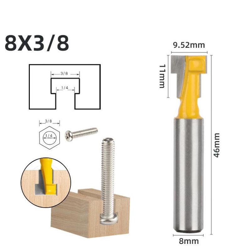 1/3 шт., фреза с Т-образным пазом, шестигранный болт, отверстие для ключа, замочная скважина 6,35 мм, 6 мм, 8 мм, хвостовик, деревообрабатывающий фрезерный станок, концевая фреза