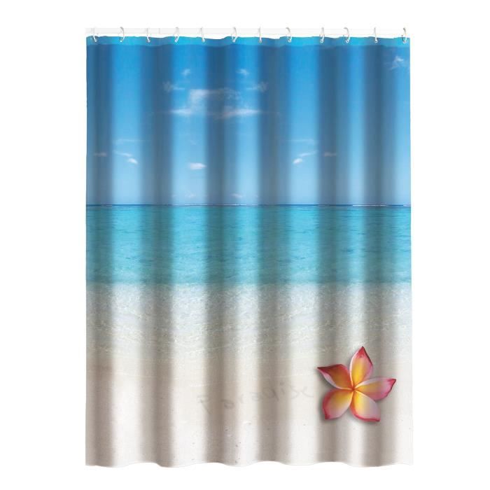Rideau de douche - MSV - Paradise - Bleu - 180x200cm